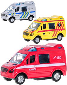 Auto hasii / policie / ambulance sanitka CZ zptn chod 8cm 3 druhy kov