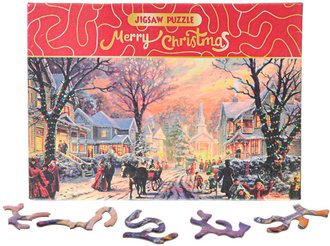 PUZZLE Merry Christmas Zasnen ulice 75x50cm 468 dlk skldaka v krabici