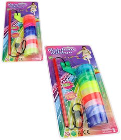 Stuha dtsk gymnastick duhov 120cm s hlkou na kart 3 barvy