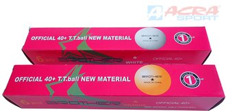 Mky na stoln tenis ping pong Brother 1star profi 4cm set 6ks 2 barvy krabika