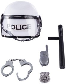 Policejn hern zsahov set helma s pouty a pendrekem plast