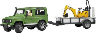 BRUDER 02593 Auto Land Rover Defender s pepravnkem a mikrobagrem JBC