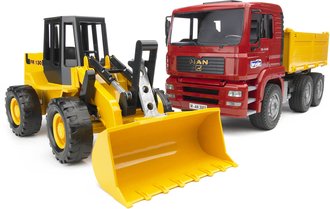 BRUDER 02752 Auto MAN TGA nkladn sklpka + eln naklada FR130 plast