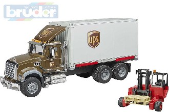 BRUDER 02828 Auto Mack Granite UPS peprava penz set s vozkem a paletami