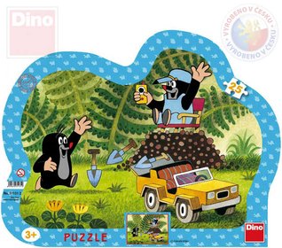 DINO Puzzle obrysov Krtek (Krteek) se lutm autem 31x23cm skldaka 25 dlk