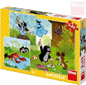 DINO Puzzle 3x55 dlk Krtek a kalhotky (Krteek) 18x18cm skldaka 3v1