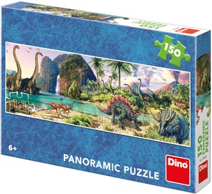 DINO Puzzle panoramatick 150 dlk Dinosaui u jezera 66x23cm skldaka