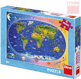 DINO Puzzle XL 300 dlk Mapa svta dtsk 47x33cm skldaka v krabici