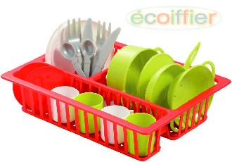 ECOIFFIER Odkapva kuchysk dtsk set s ndobm plast