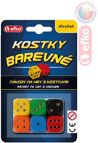 EFKO DEVO Hra kostky hrac barevn devn set 6ks na kart