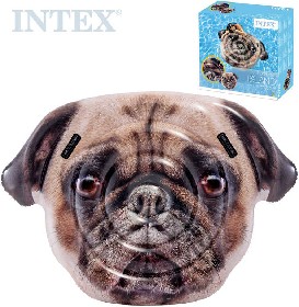 INTEX Lehtko nafukovac pes Mops 173x130cm matrace na vodu s chyty 58785