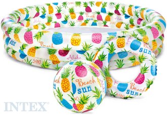 INTEX Nafukovac set bazn 132x28cm s mem a plavacm kolem ananas do vody