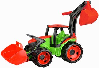 LENA Traktor se lc a bagrem 107cm zeleno-erven plast 02081