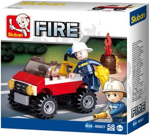 SLUBAN Fire Auto hasisk jeep 58 dlk + 1 figurka STAVEBNICE