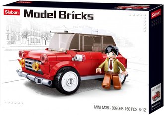 SLUBAN Model Bricks Auto Mini vz erven 150 dlk + 1 figurka STAVEBNICE