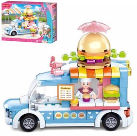 SLUBAN Girls Dream Mobilní hamburgerový stánek 154 dílků + 1 figurka STAVEBNICE
