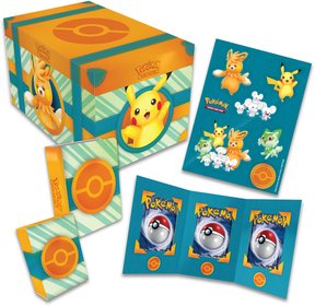 Hra Pokmon TCG Paldea Adventure Chest Pikachu set 6x booster + mini album