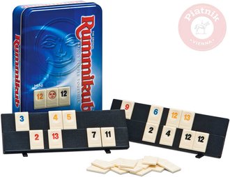 PIATNIK Hra Rummikub mini plechov krabika *SPOLEENSK HRY*