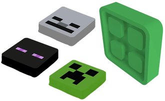 PIXIE CREW &amp; MINECRAFT Odznek reflexn + 3 multipixely silikon