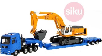 SIKU Taha s nkladem MAN TG-A set s bagrem Liebherr 974 model 1:87 kov