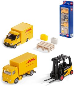 SIKU Logistick set 2 vozidla DHL s vysokozdvinm vozkem a doplky kov 6335