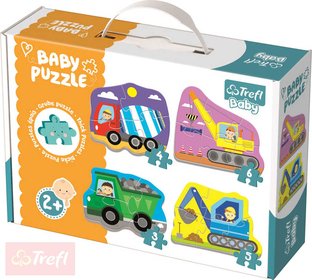 TREFL Baby puzzle Stavebn auta velk dlky 4v1 set 18 dlk pro miminko