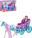 Sparkle Girlz Herní set kočár s koněm + panenka princezna 28cm plast