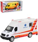 Auto ambulance kovová zpětný chod 10cm sanitní vůz v krabici 2 barvy