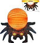 Lampión krčený papírový 3D Halloween pavouk 25cm na svíčku