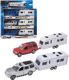 Teamsterz set auto tern jeep + karavan 3 barvy v krabice