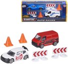 Teamsterz auto zvodn set s dodvkou a doplky Rapid Racers 2 druhy kov