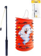 Lampion Halloween duch oválný 15cm set s hůlkou na baterie na svíčku Světlo