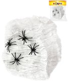 KARNEVAL Pavoučí síť bílá se 4 pavouky 3cm Halloween party dekorace