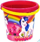 Baby kbelík na písek jednorožec 17cm holčičí růžový s obrázkem Unicorn