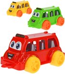 Autobus školní baby veselý barevný 26cm s obličejem 3 barvy plast