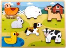 VIGA DEVO Vkldaka baby puzzle vkldac na desce zvtka farma 7 dlk