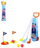 Golfov set dtsk vozk se 3 holemi a 4 mky s doplky plast