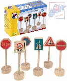 WOODY DŘEVO Dopravní značky 10cm příslušenství k dráze set 6ks