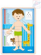 WOODY DŘEVO Puzzle kluk naučná skládačka set 13 dílků s podložkou
