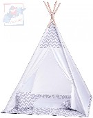 WOODY Stan dětský indiánský 124x170x124cm set bílé TeePee + polštářek 2ks