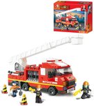 SLUBAN Stavebnice FIRE Auto hasičské s žebříkem set 270 dílků + figurka 3ks plast