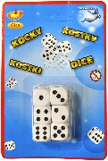 Hra Kostky hrací bílé 16mm set 6ks na kartě plast *SPOLEČENSKÉ HRY*