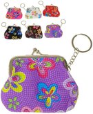 Taštička dětská květinová kabelka s přívěškem na klíče kovové zapínání 6 barev