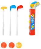 Golfový dětský barevný set pouzdro se 3 holemi a 3 míčky plast