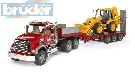 BRUDER 02813 (2813) Nákladní auto MACK Granit - návěs + traktor JCB