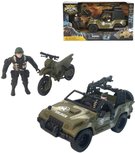 Auto vojensk army vozidlo set s motocyklem a 2 figurkami s doplky plast