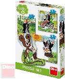 DINO Baby puzzle Krtek na louce (Krteek) 18x18cm 3v1 skldaka 12 dlk