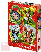 DINO Puzzle 4x12 dlk obrysov Krtek (Krteek) 13x19cm skldaka 4v1