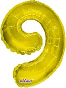 Party balonek nafukovac 35cm slice 9 zlat mal foliov plnn vzduchem