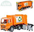 LENA Auto Mercedes Arocs popelsk 54cm set s popelnic a kontejnerem v krabici